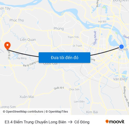 E3.4 Điểm Trung Chuyển Long Biên to Cổ Đông map