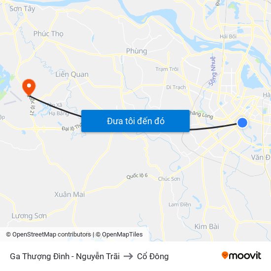 Ga Thượng Đình - Nguyễn Trãi to Cổ Đông map