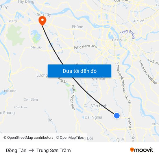 Đồng Tân to Trung Sơn Trầm map