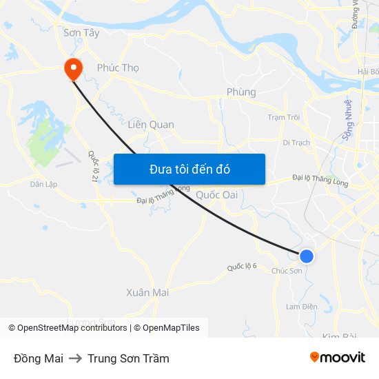 Đồng Mai to Trung Sơn Trầm map