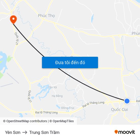Yên Sơn to Trung Sơn Trầm map