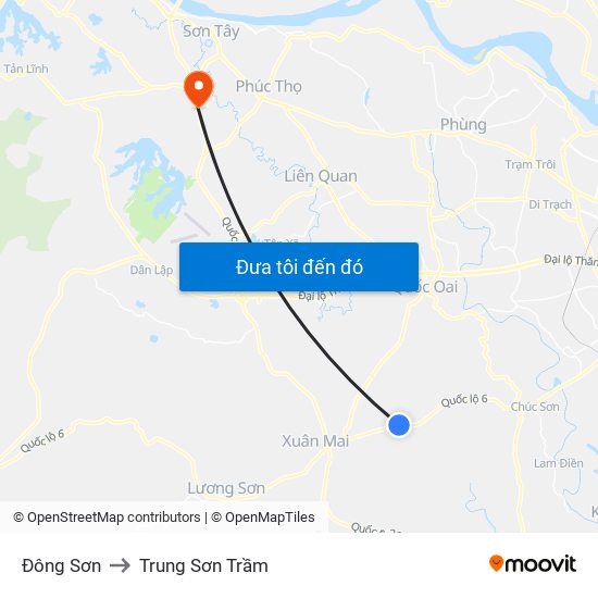 Đông Sơn to Trung Sơn Trầm map