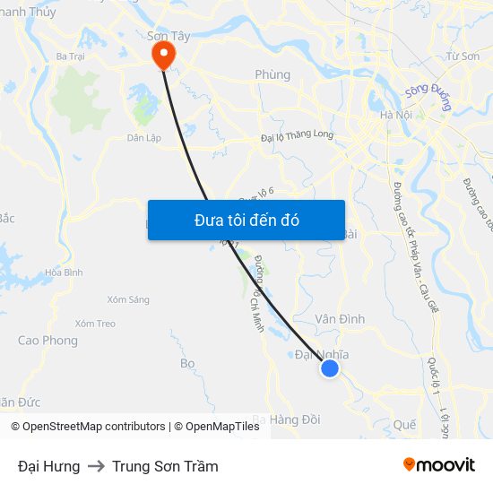 Đại Hưng to Trung Sơn Trầm map