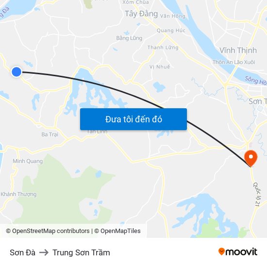 Sơn Đà to Trung Sơn Trầm map