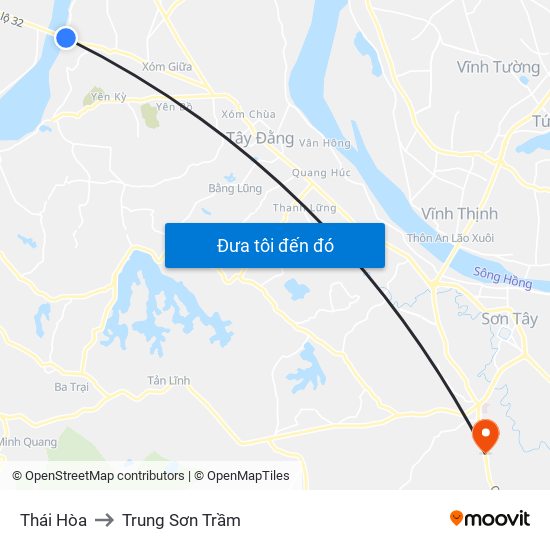 Thái Hòa to Trung Sơn Trầm map