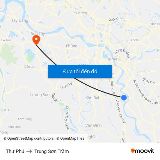 Thư Phú to Trung Sơn Trầm map