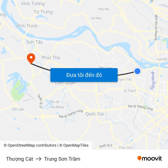 Thượng Cát to Trung Sơn Trầm map