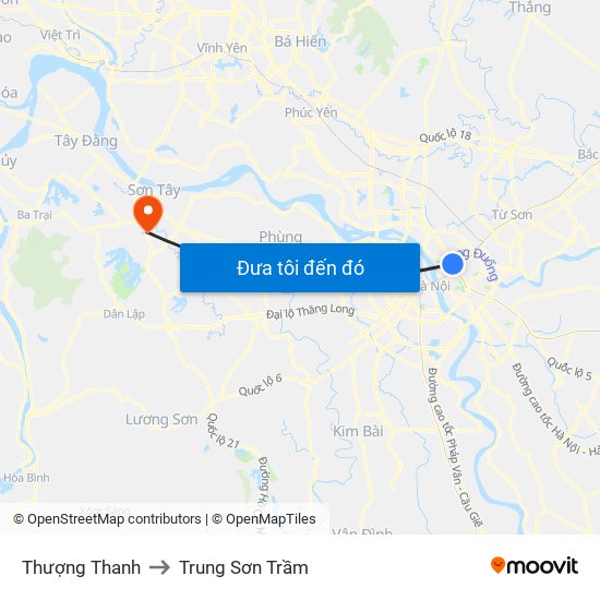 Thượng Thanh to Trung Sơn Trầm map