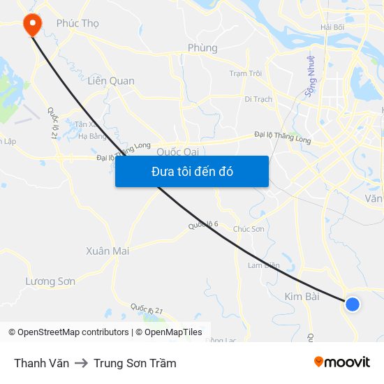 Thanh Văn to Trung Sơn Trầm map