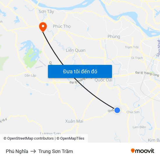 Phú Nghĩa to Trung Sơn Trầm map