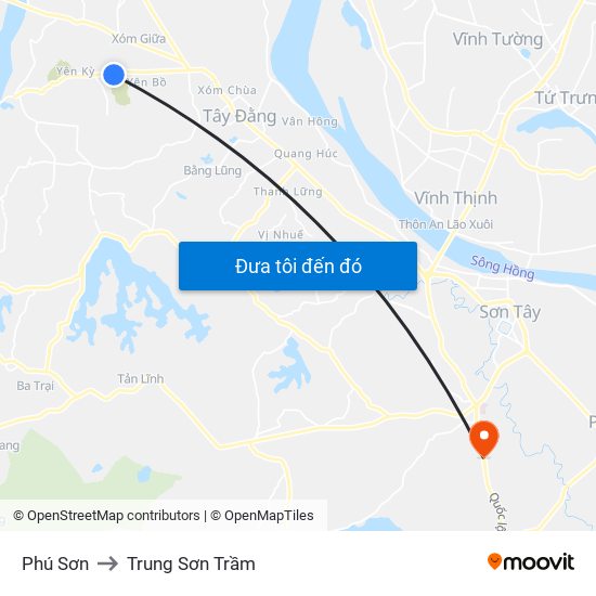 Phú Sơn to Trung Sơn Trầm map