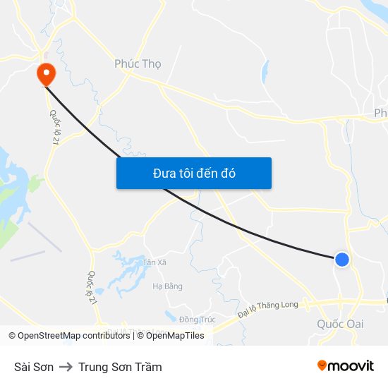 Sài Sơn to Trung Sơn Trầm map