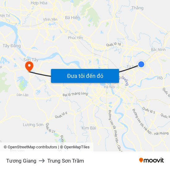 Tương Giang to Trung Sơn Trầm map