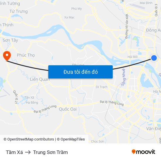 Tầm Xá to Trung Sơn Trầm map