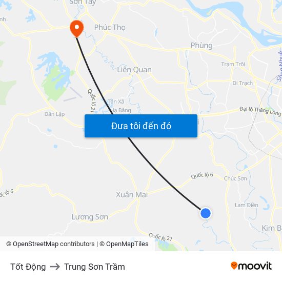 Tốt Động to Trung Sơn Trầm map