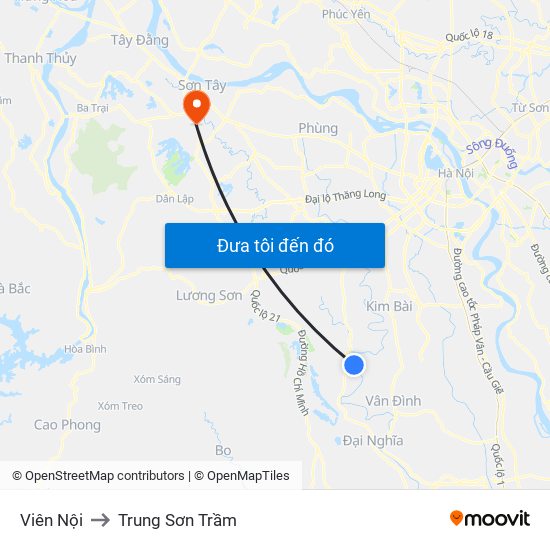 Viên Nội to Trung Sơn Trầm map