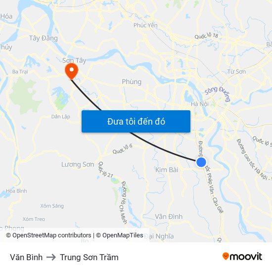 Văn Bình to Trung Sơn Trầm map