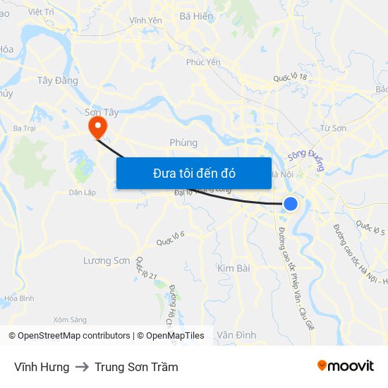 Vĩnh Hưng to Trung Sơn Trầm map