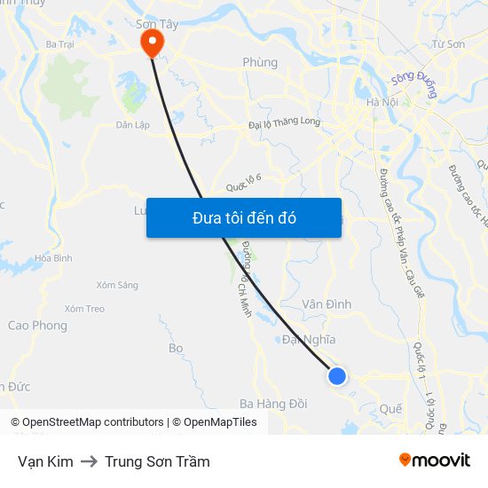 Vạn Kim to Trung Sơn Trầm map