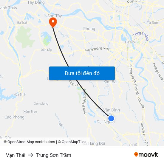 Vạn Thái to Trung Sơn Trầm map