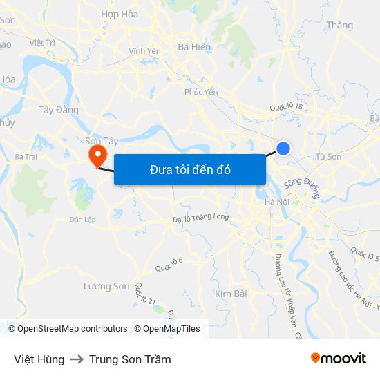 Việt Hùng to Trung Sơn Trầm map