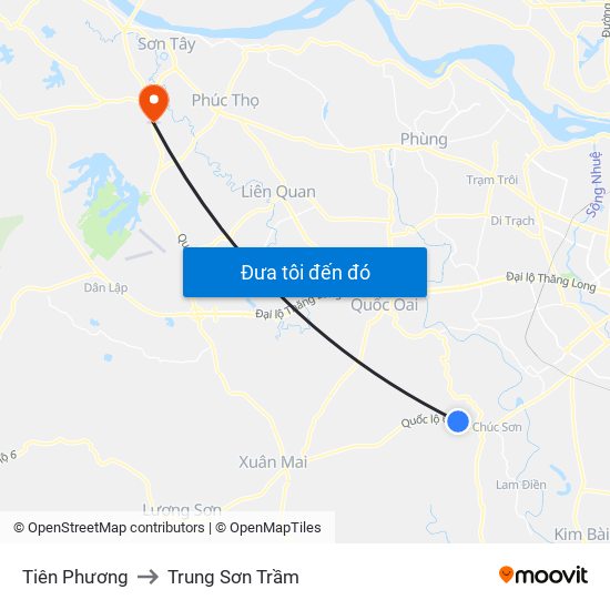 Tiên Phương to Trung Sơn Trầm map