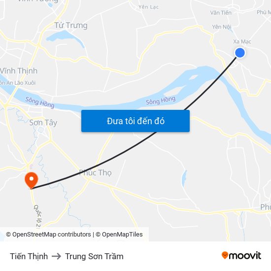 Tiến Thịnh to Trung Sơn Trầm map