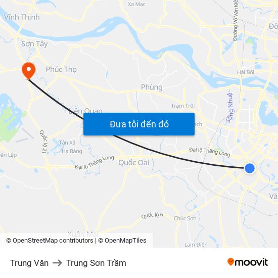 Trung Văn to Trung Sơn Trầm map