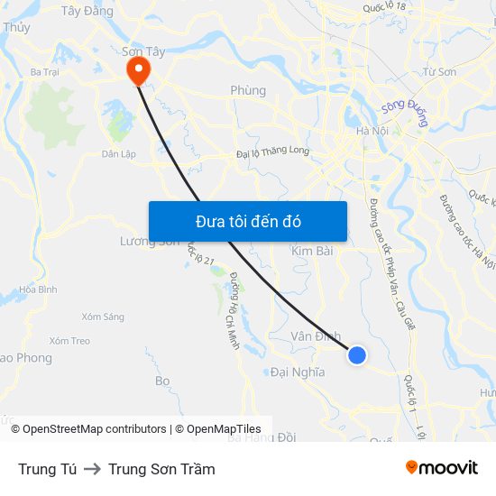 Trung Tú to Trung Sơn Trầm map