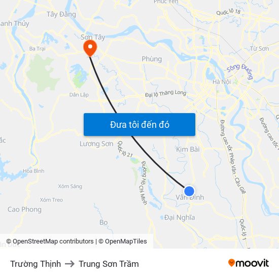 Trường Thịnh to Trung Sơn Trầm map