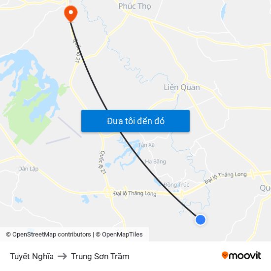 Tuyết Nghĩa to Trung Sơn Trầm map