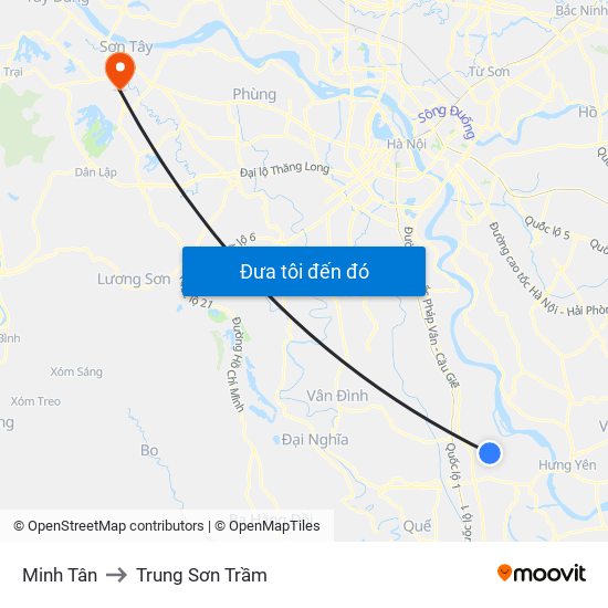 Minh Tân to Trung Sơn Trầm map