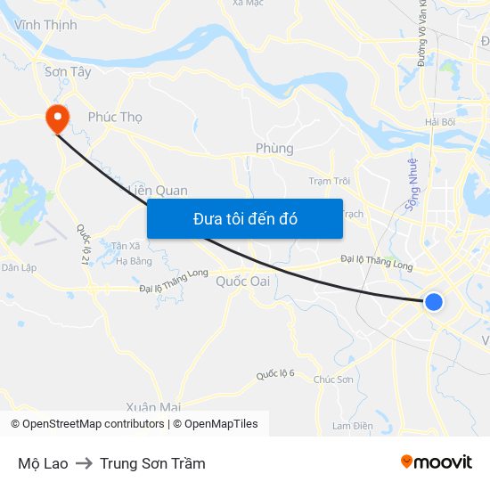 Mộ Lao to Trung Sơn Trầm map