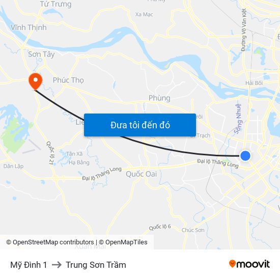 Mỹ Đình 1 to Trung Sơn Trầm map