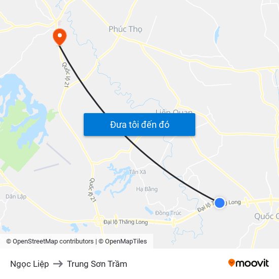 Ngọc Liệp to Trung Sơn Trầm map