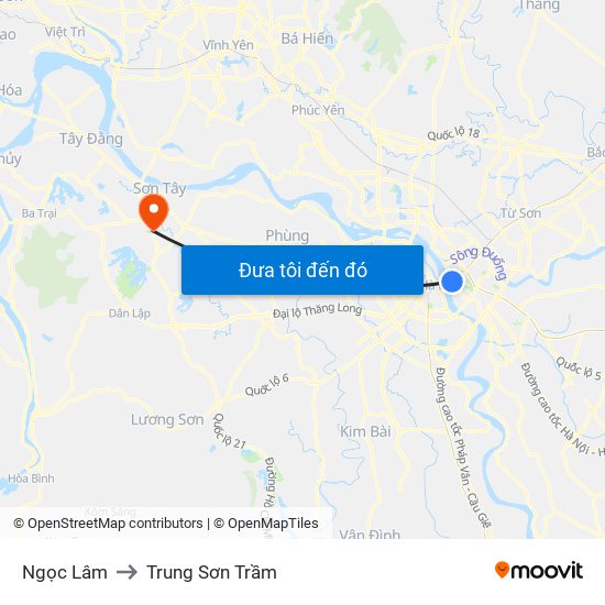 Ngọc Lâm to Trung Sơn Trầm map