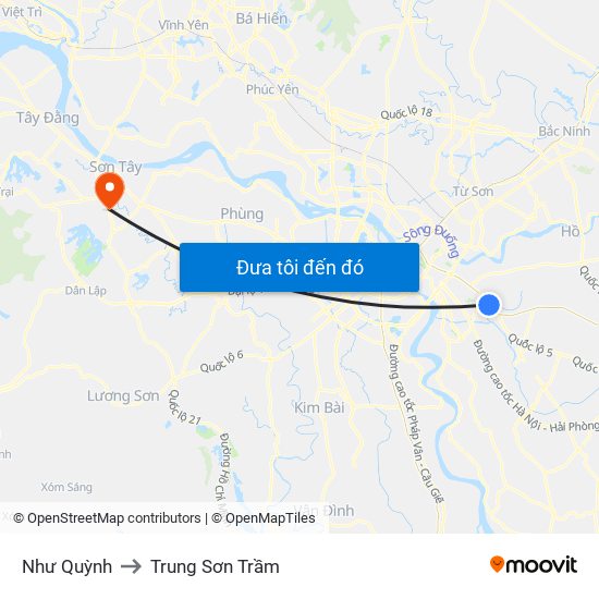 Như Quỳnh to Trung Sơn Trầm map