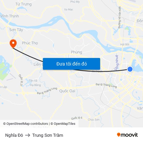 Nghĩa Đô to Trung Sơn Trầm map