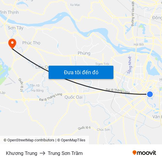 Khương Trung to Trung Sơn Trầm map