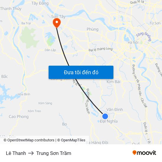Lê Thanh to Trung Sơn Trầm map