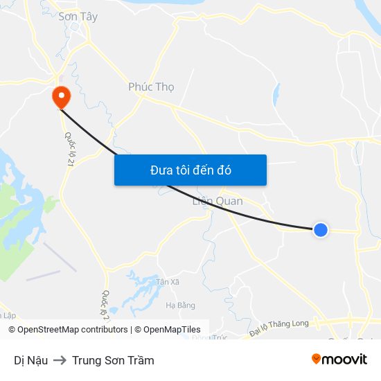 Dị Nậu to Trung Sơn Trầm map