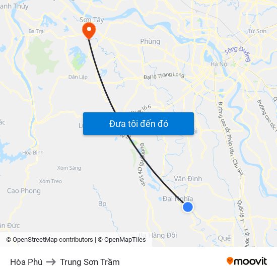 Hòa Phú to Trung Sơn Trầm map