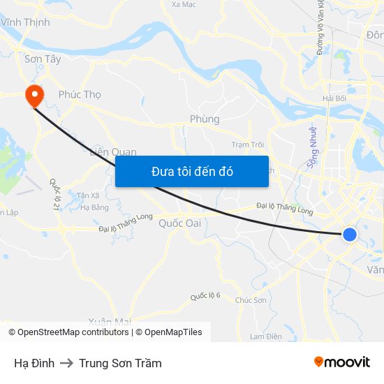 Hạ Đình to Trung Sơn Trầm map