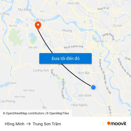 Hồng Minh to Trung Sơn Trầm map