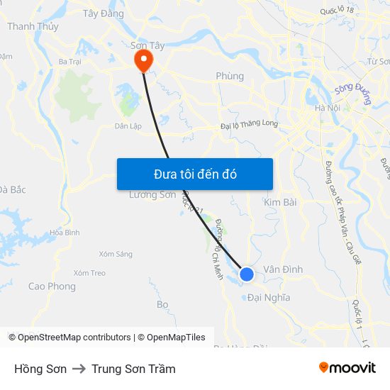 Hồng Sơn to Trung Sơn Trầm map