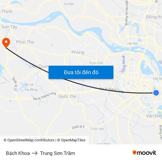 Bách Khoa to Trung Sơn Trầm map