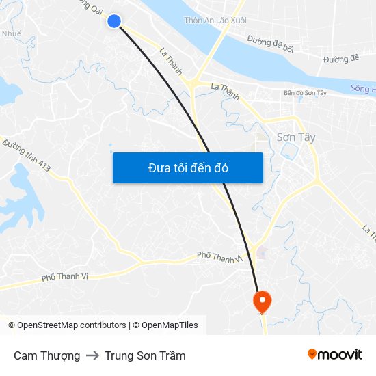Cam Thượng to Trung Sơn Trầm map