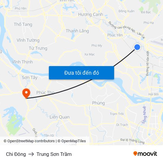 Chi Đông to Trung Sơn Trầm map