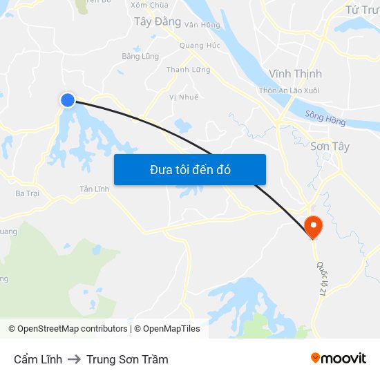 Cẩm Lĩnh to Trung Sơn Trầm map