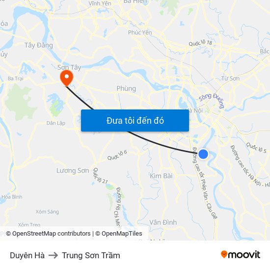 Duyên Hà to Trung Sơn Trầm map